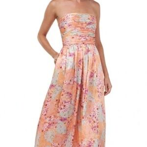 Amur Kallia Strapless Silk Jumpsuit Formal Pants One Piece Outfit